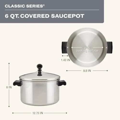 Farberware Classic Series Stainless Steel Stockpot with Lid, 6-Quart | Heavy-Duty, Induction Compatible, Dishwasher Safe thumbnail 3