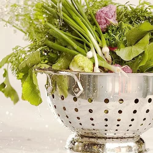All-Clad Stainless Steel Colander 5 Quart | Heavy Duty Pasta Strainer with Handle & Pedestal Base thumbnail 4