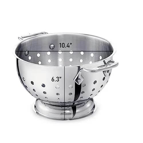 All-Clad Stainless Steel Colander 5 Quart | Heavy Duty Pasta Strainer with Handle & Pedestal Base thumbnail 5