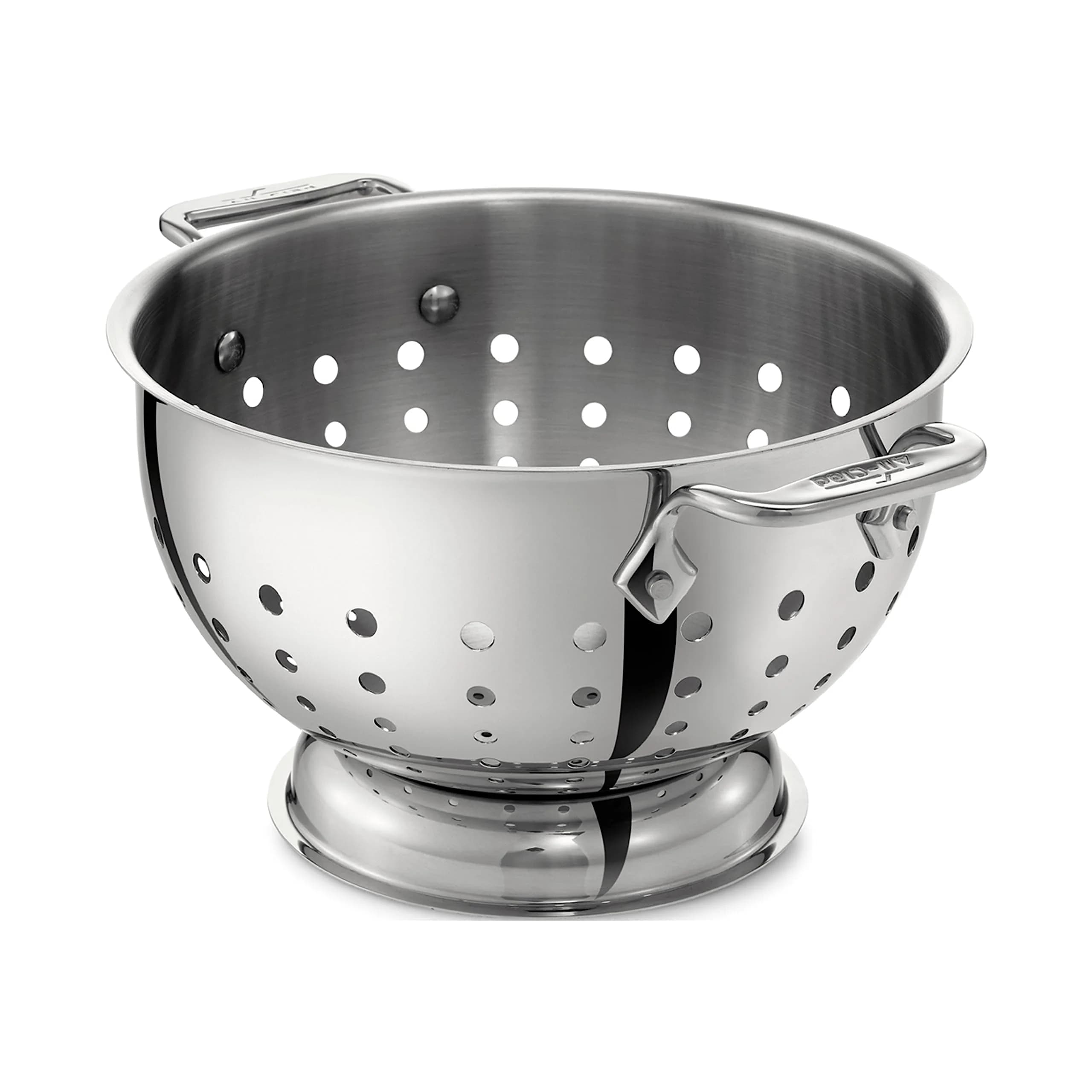 All-Clad Stainless Steel Colander 5 Quart | Heavy Duty Pasta Strainer with Handle & Pedestal Base