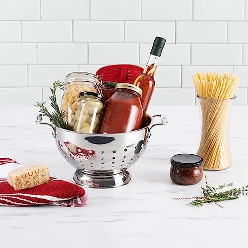 All-Clad Stainless Steel Colander 5 Quart | Heavy Duty Pasta Strainer with Handle & Pedestal Base thumbnail 3