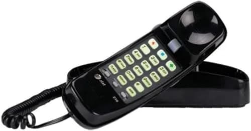 AT&T 210 Basic Trimline Corded Phone | No AC Power Required, Wall-Mountable, Black thumbnail 1