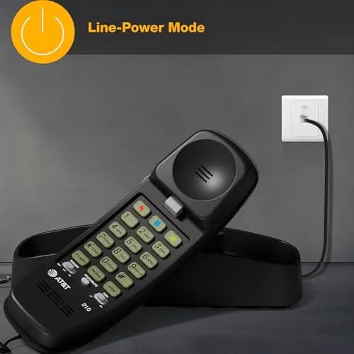 AT&T 210 Basic Trimline Corded Phone | No AC Power Required, Wall-Mountable, Black thumbnail 6