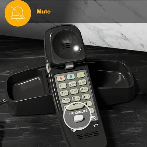 AT&T 210 Basic Trimline Corded Phone | No AC Power Required, Wall-Mountable, Black thumbnail 7