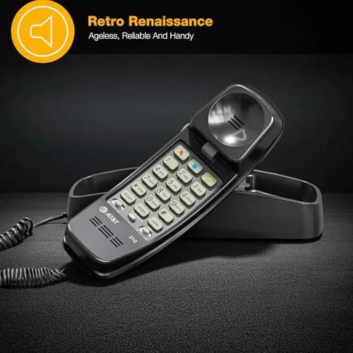 AT&T 210 Basic Trimline Corded Phone | No AC Power Required, Wall-Mountable, Black thumbnail 2