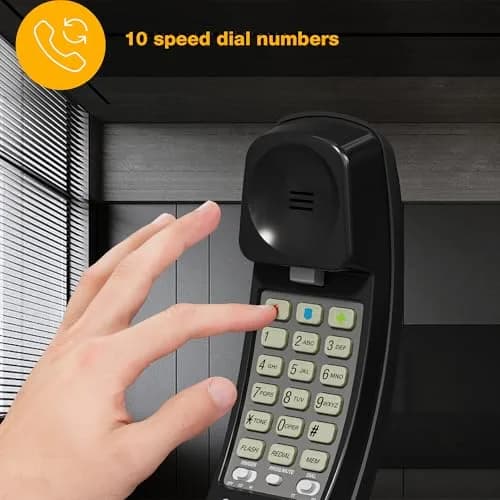 AT&T 210 Basic Trimline Corded Phone | No AC Power Required, Wall-Mountable, Black thumbnail 3