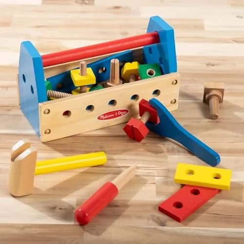 Melissa & Doug Take-Along Tool Kit Wooden Construction Toy (24 pcs) | Bright, Sturdy, Creative Play for Kids 3+ thumbnail 9