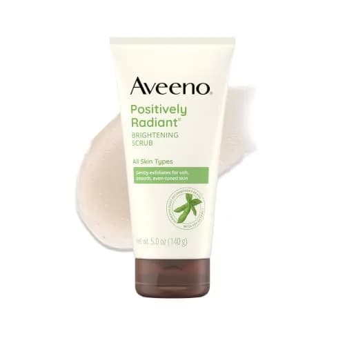Aveeno Positively Radiant Skin Brightening Exfoliating Daily Face Wash Scrub 140ml (5 Oz) | Gentle Exfoliant for Brighter Skin — 5 Ounce