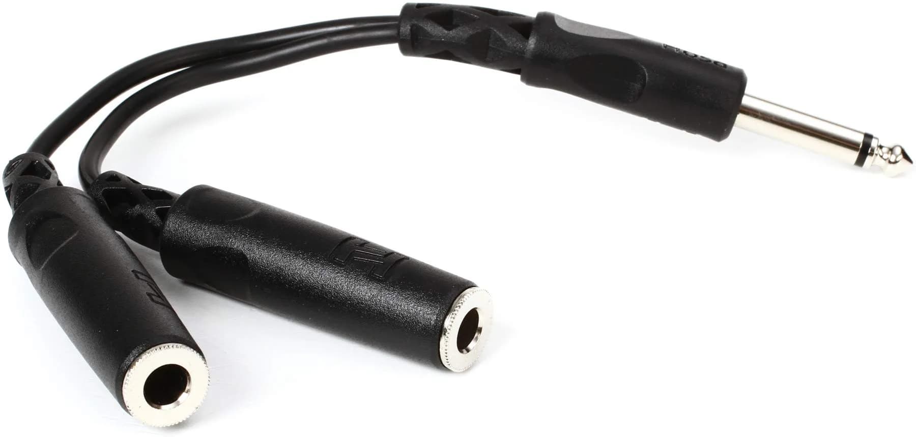 Hosa YPP-111 1/4 Inch TS to Dual 1/4 Inch TSF Y Cable, 15cm (6 Inch) | Splits Mono Signal for Audio Components — Black