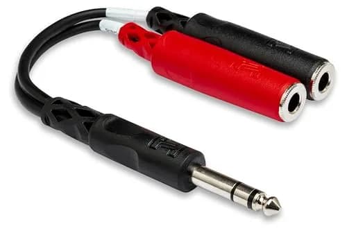 Hosa YPP-117 1/4 Inch TRS to Dual 1/4 Inch TSF Stereo Breakout Cable, 6 Inches | Heavy-Duty, Compact Audio Splitter thumbnail 1