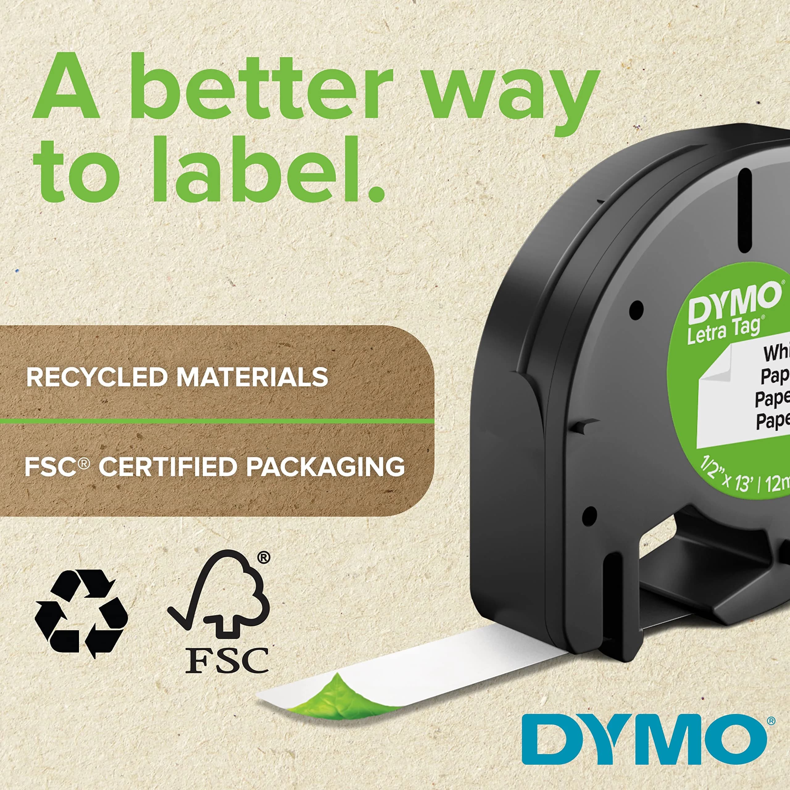 DYMO LetraTag Labeling Tape Black on Clear 12mm (0.47'') x 13' | Authentic USA Import for Label Makers - view 4