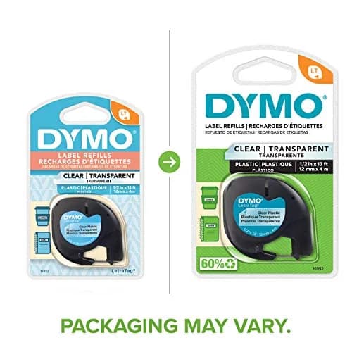DYMO LetraTag Labeling Tape Black on Clear 12mm (0.47'') x 13' | Authentic USA Import for Label Makers thumbnail 2