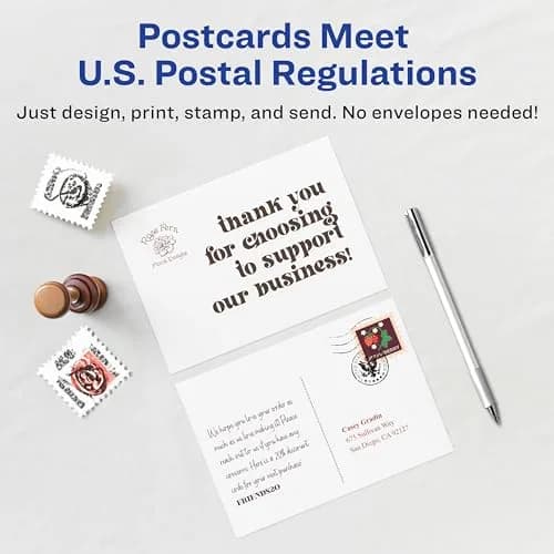 Avery Printable Postcards 4.25" x 5.5" Matte White | Customizable, Double-Sided, 200 Cards thumbnail 4