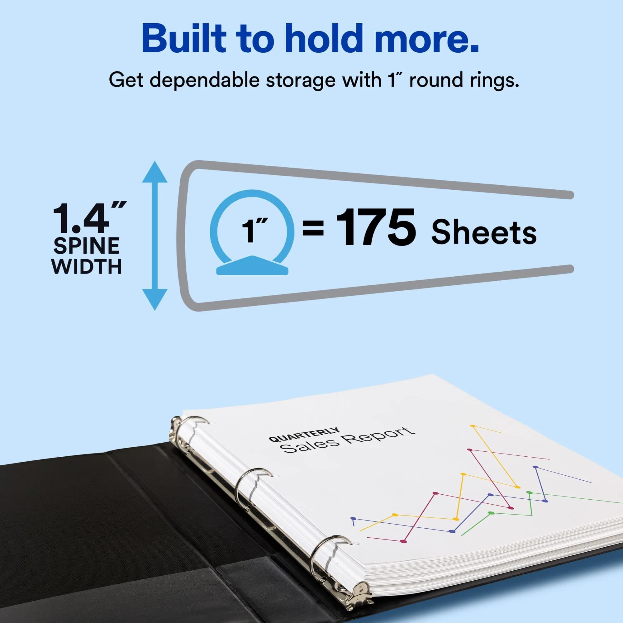 Avery Standard View 3 Ring Binder, 1" Round Rings, 175-Sheet Capacity, 1.4 Inch Spine, White | Lightweight Organization for Students & Office - view 2