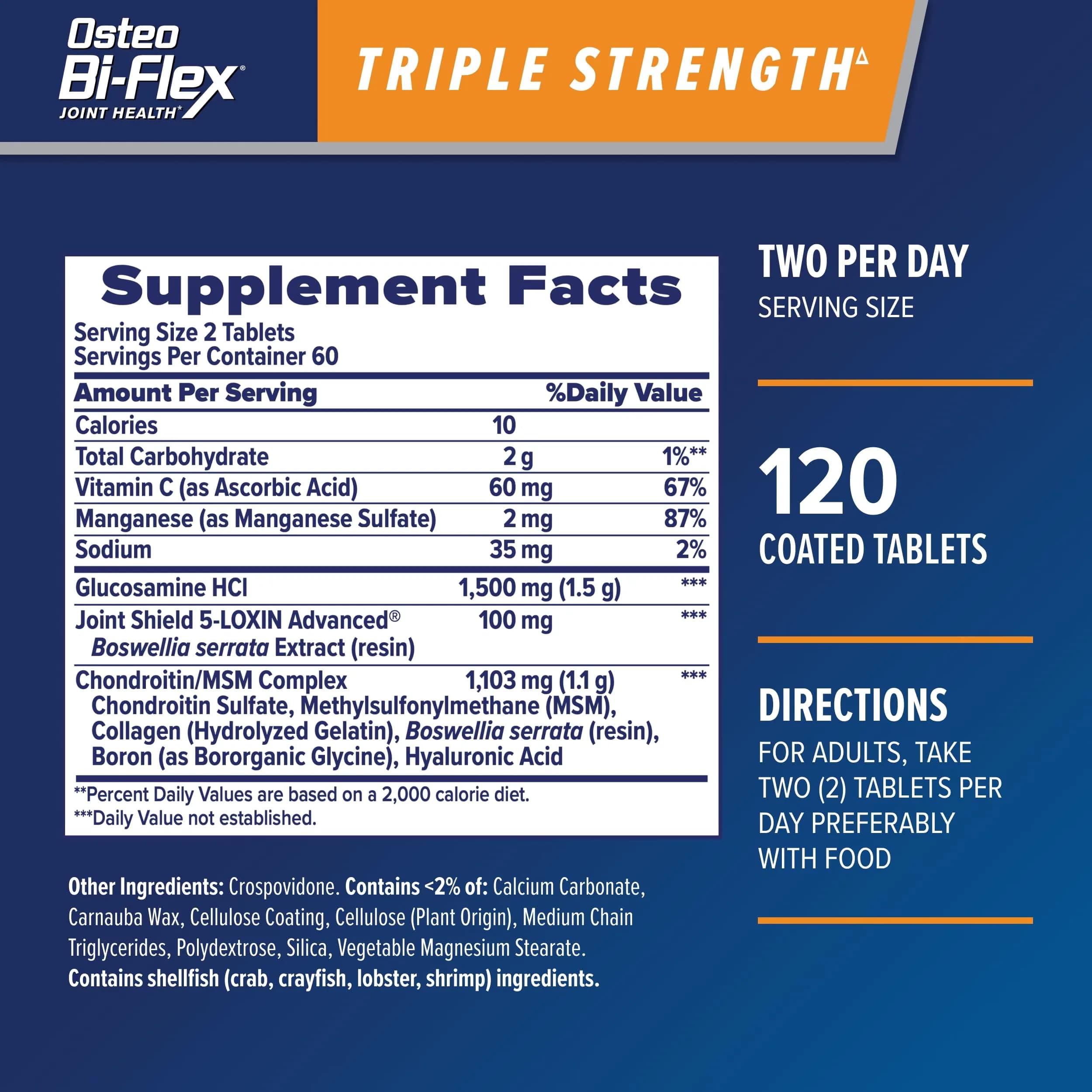 Osteo Bi-Flex Triple Strength Glucosamine Chondroitin Supplement 120 Coated Tablets | Supports Joint Health & Comfort - view 2