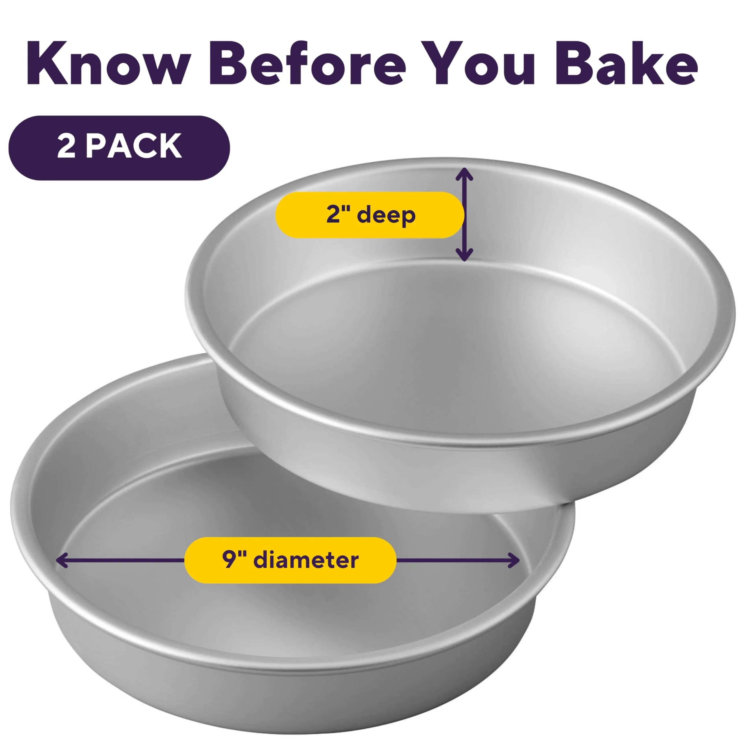 Wilton Performance Aluminum Round Cake Pan Set, 9 x 2 in (22.86 x 5.08 cm) | Even Heat Distribution for Professional Layers - view 3