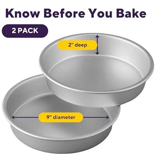 Wilton Performance Aluminum Round Cake Pan Set, 9 x 2 in (22.86 x 5.08 cm) | Even Heat Distribution for Professional Layers thumbnail 3