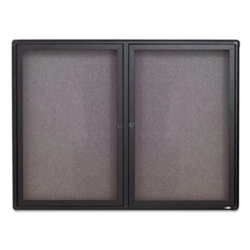 Quartet Enclosed Fabric Bulletin Board 132cm x 102cm (4' x 3') | Lockable Doors, Graphite Frame thumbnail 1