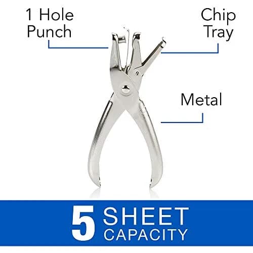 Swingline 1 Hole Punch, 5 Sheet Capacity | Durable Chrome Paper Punch for Office & School thumbnail 2