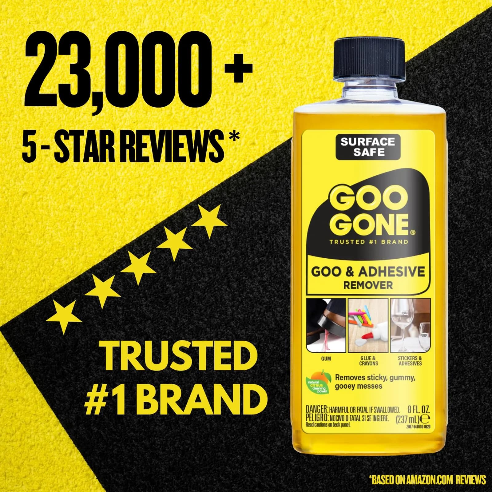 Goo Gone Adhesive Remover 8 Fl Oz (237 ml) | Citrus-Based Surface Safe Formula - view 6