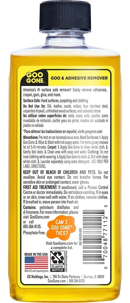 Goo Gone Adhesive Remover 8 Fl Oz (237 ml) | Citrus-Based Surface Safe Formula - view 2
