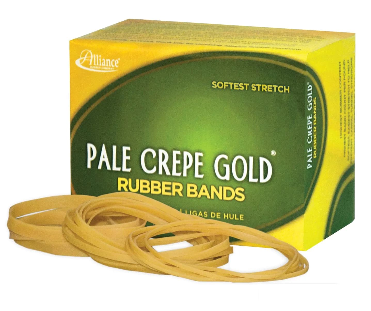 Alliance Rubber 20549 Pale Crepe Gold Rubber Bands Size #54 | Durable, Reusable & Made in the USA — Amber Crepe