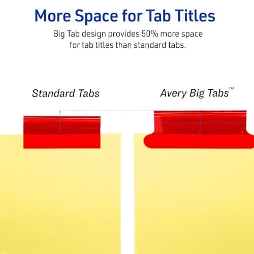 Avery Big Tab Insertable Dividers, 8-Tab, Multicolor, 1 Set | 3-Hole Punched for Binders thumbnail 4