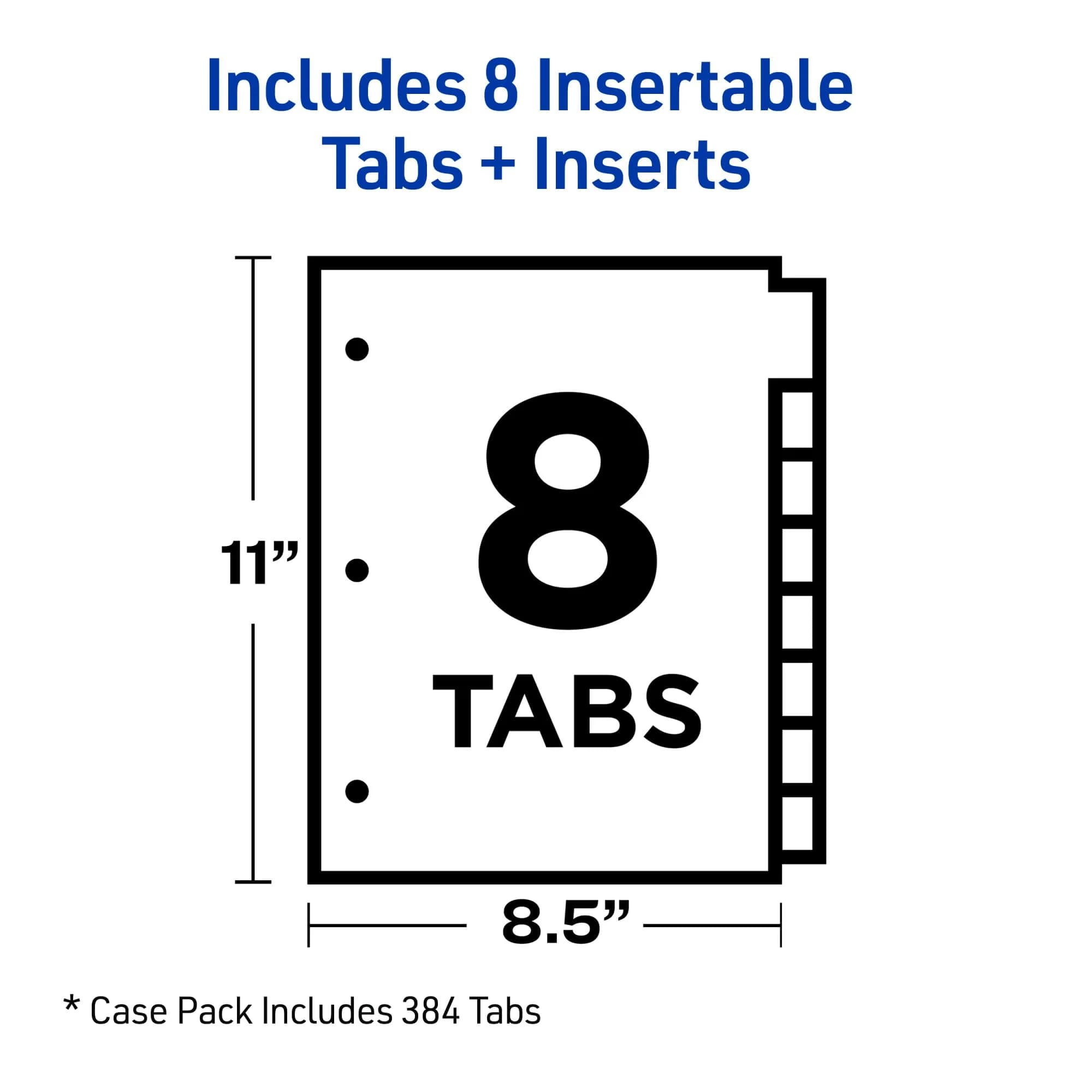 Avery Big Tab Insertable Dividers, 8-Tab, Multicolor, 1 Set | 3-Hole Punched for Binders - view 5