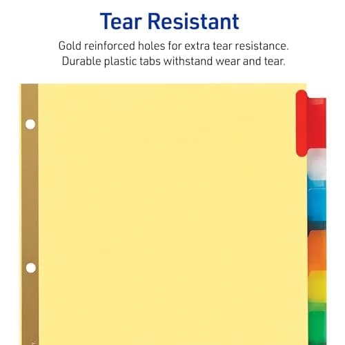 Avery Big Tab Insertable Dividers, 8-Tab, Multicolor, 1 Set | 3-Hole Punched for Binders thumbnail 6