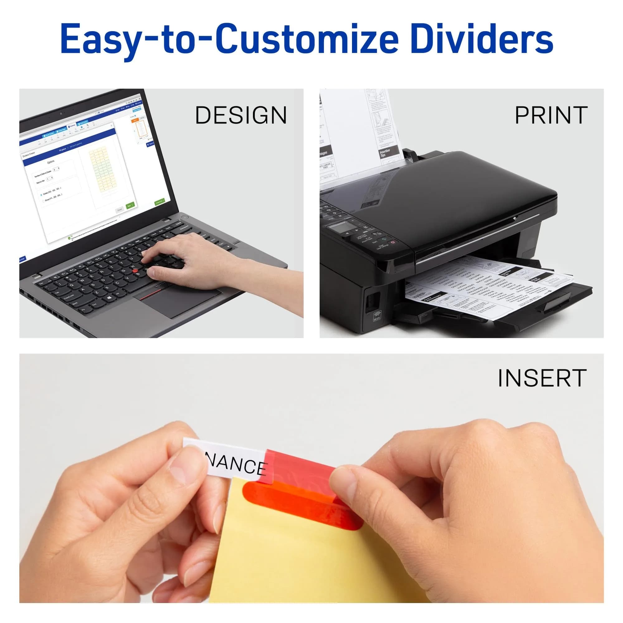 Avery Big Tab Insertable Dividers, 8-Tab, Multicolor, 1 Set | 3-Hole Punched for Binders - view 2