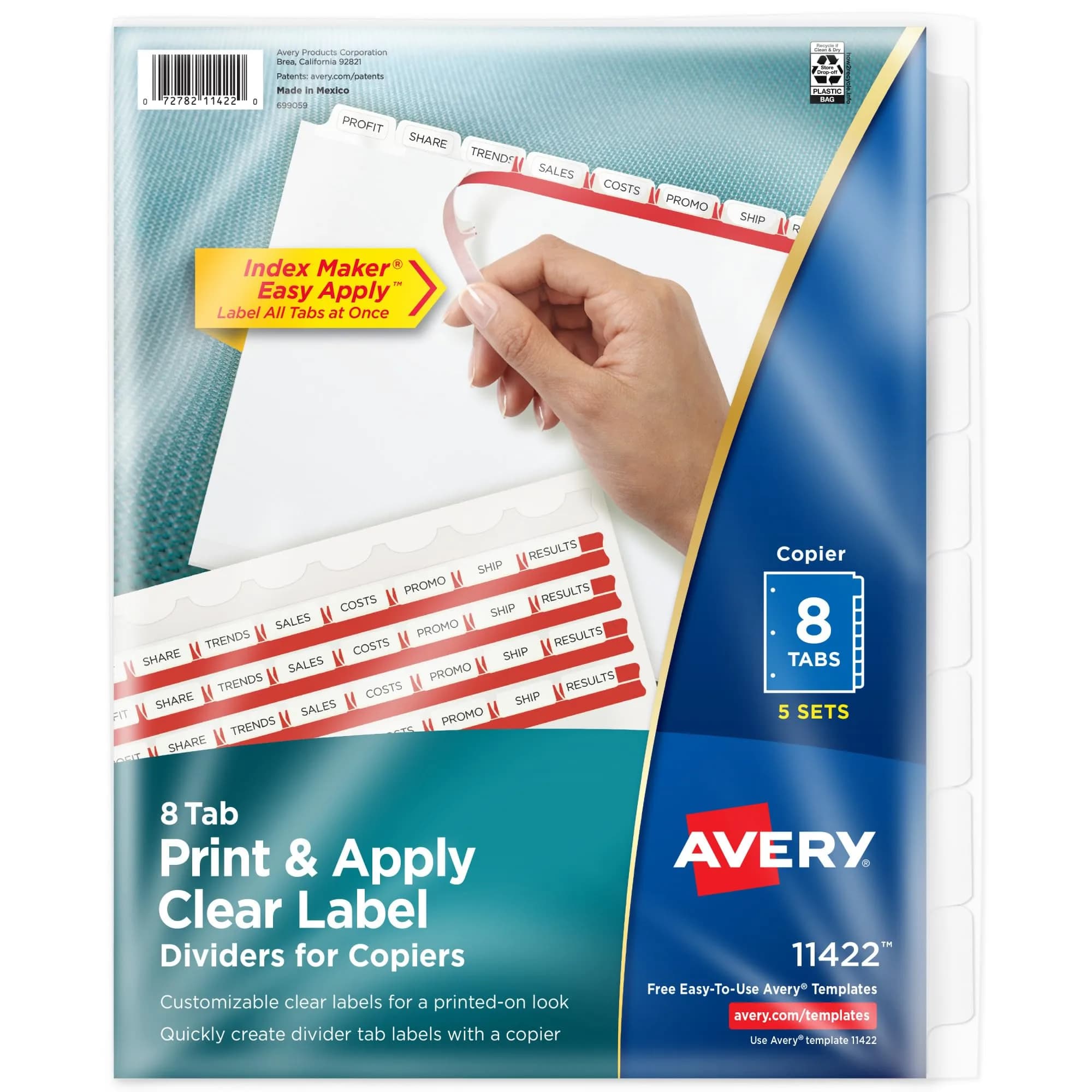 Avery Index Maker Clear Label Dividers, 8-Tab, White, 5 Sets | Print & Apply Labels for 3-Ring Binders — Multi