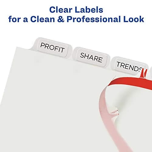 Avery Index Maker Clear Label Dividers, 8-Tab, White, 5 Sets | Print & Apply Labels for 3-Ring Binders thumbnail 4