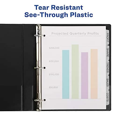 Avery 5 Tab Plastic Dividers for 3 Ring Binder | Customizable Frosted White Tabs, Easy Print & Apply, 1 Set (11449) thumbnail 7