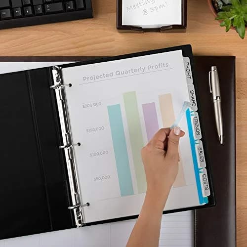 Avery 5 Tab Plastic Dividers for 3 Ring Binder | Customizable Frosted White Tabs, Easy Print & Apply, 1 Set (11449) thumbnail 8