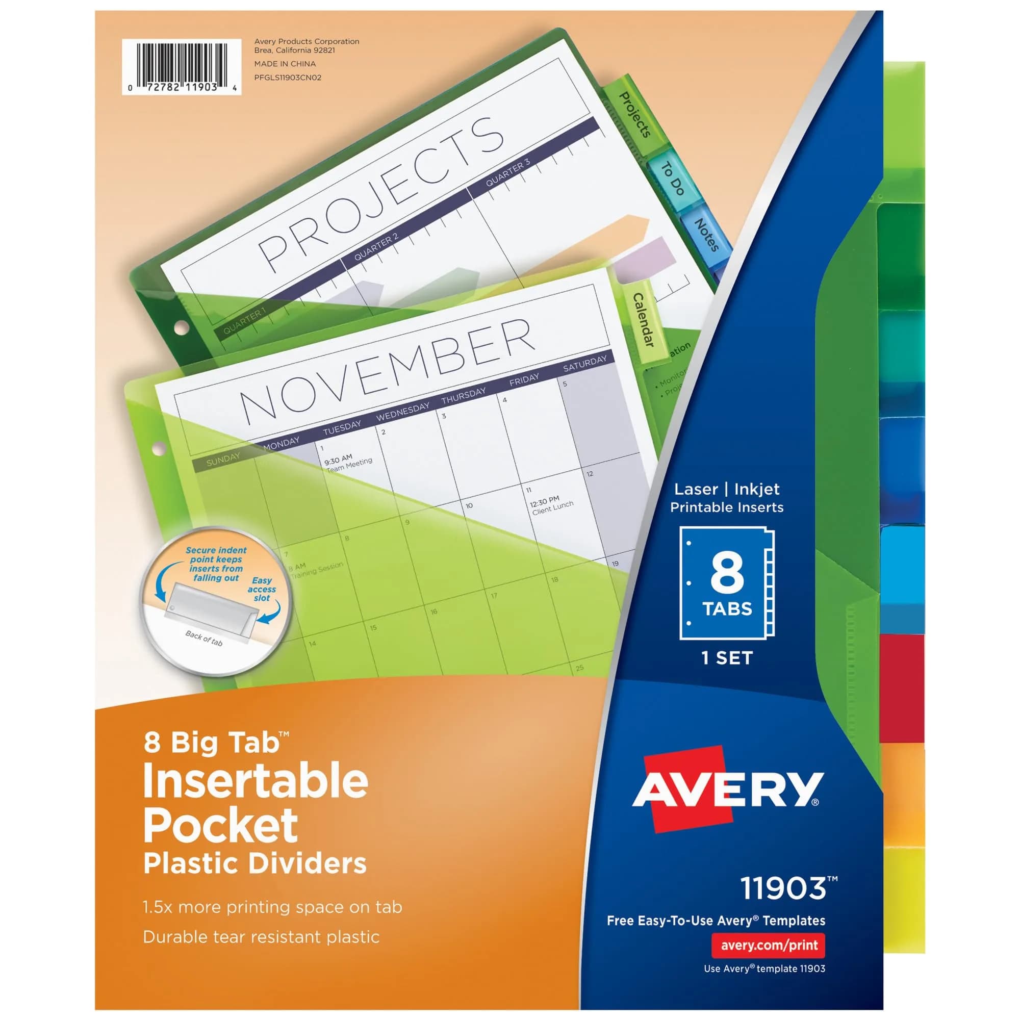 Avery Plastic Dividers Big Tab 8-Tab Multicolor | Large Writable Tabs for Binders — Multicolor
