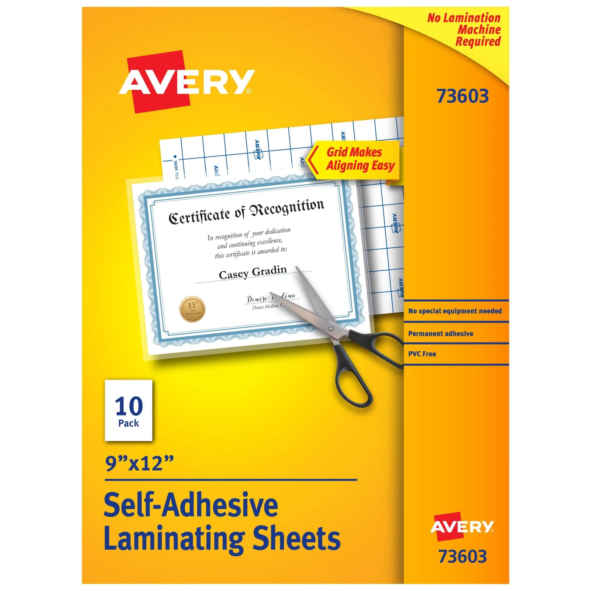 Avery Clear Laminating Sheets 9" x 12" (10 Sheets) | Permanent Self-Adhesive for Documents, Photos, Signs - main product image