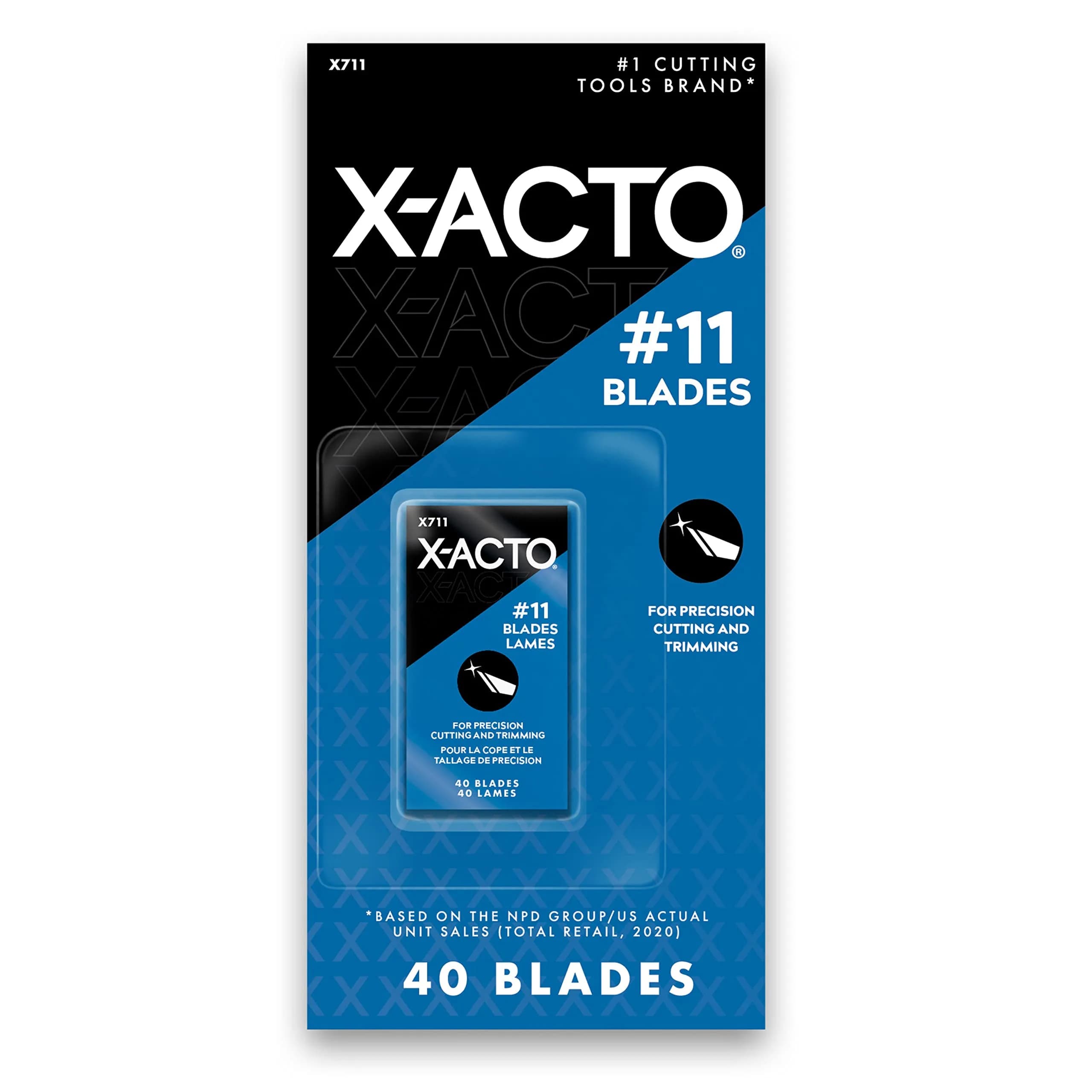 X-Acto #11 Classic Fine Point Replacement Blades, 40 Count | Precision Cutting & Trimming - main product image