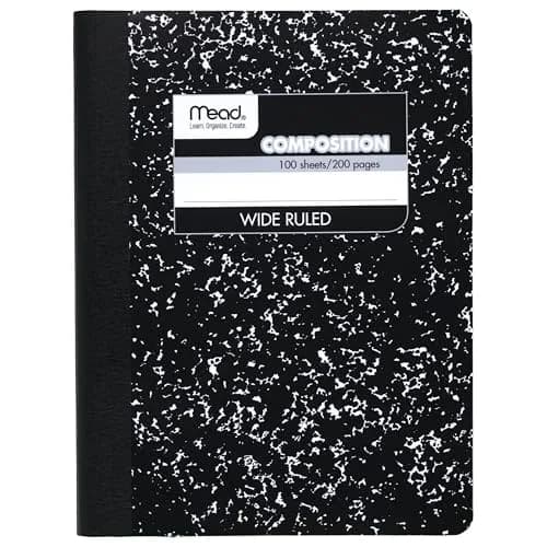 Mead Composition Notebook Wide Ruled Paper 7.5" x 9.75" 200 Pages | Classic Black Marble thumbnail 1