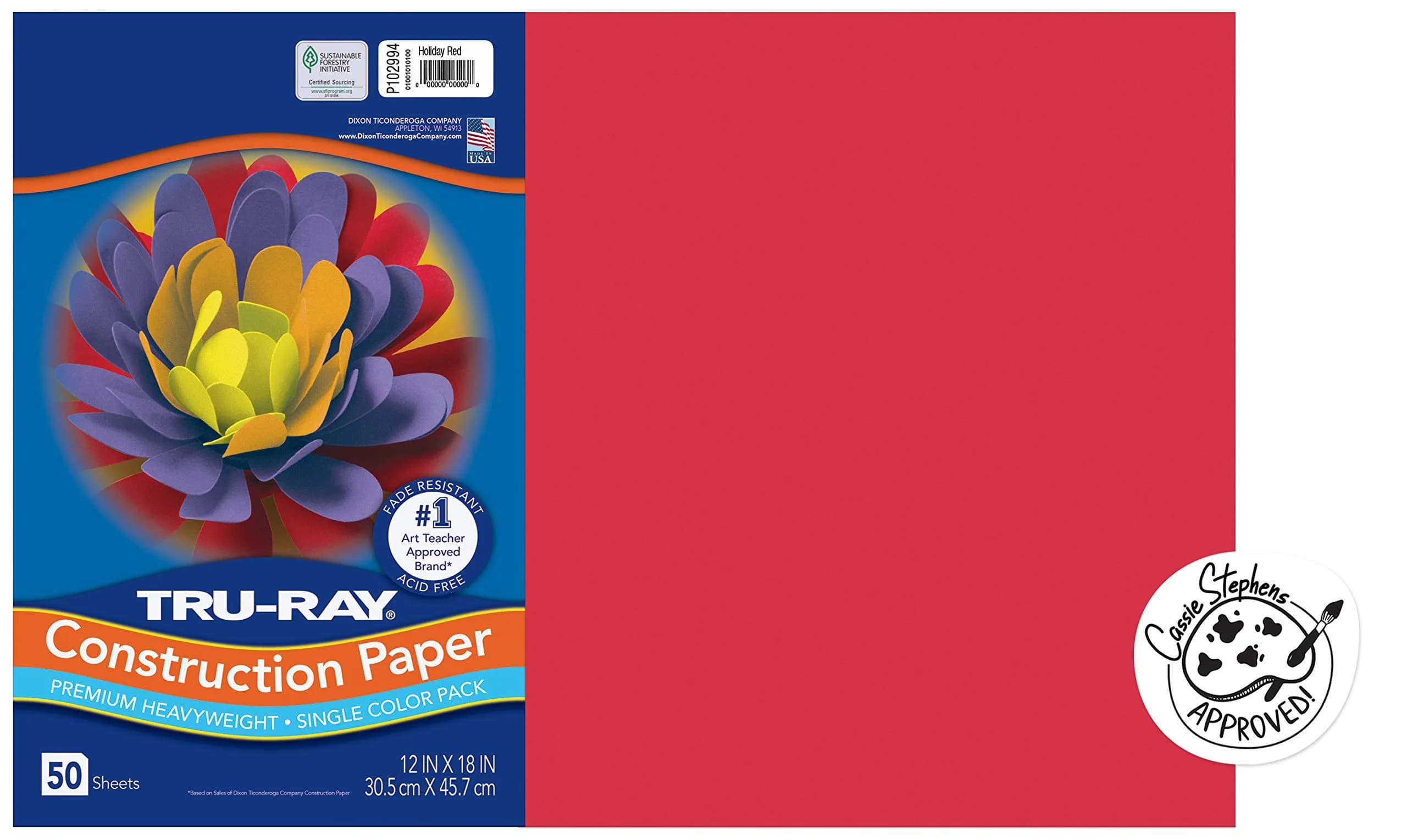 Tru-Ray Sulphite Construction Paper 12 x 18 Inches | Bright, Fade-Resistant, USA Imported for Art & Craft Projects