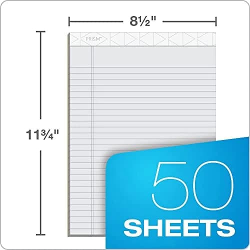Tops Prism Writing Pads, 8-1/2" x 11-3/4" | Gray Legal Rule, 50 Sheets, 12 Pack thumbnail 4