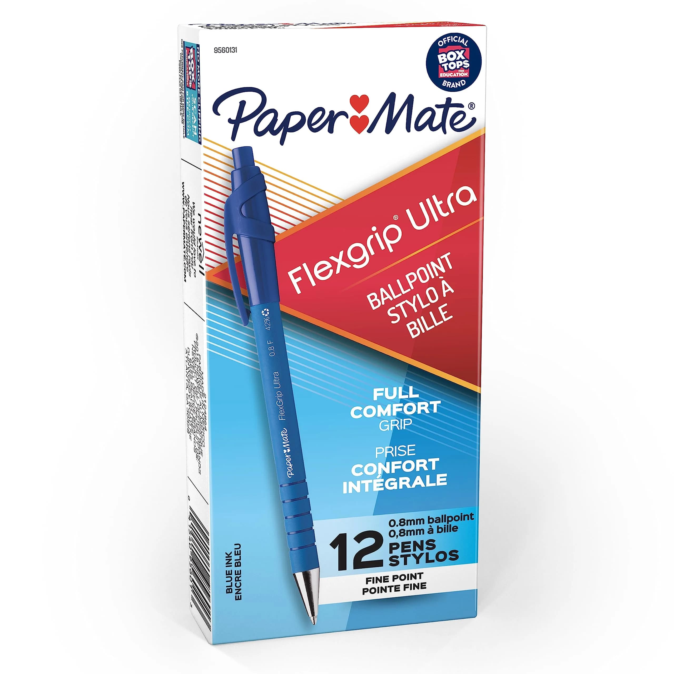 Paper Mate Flexgrip Ultra Retractable Ballpoint Pen 0.70 mm | Fine Point, Blue Ink, 12-Pack