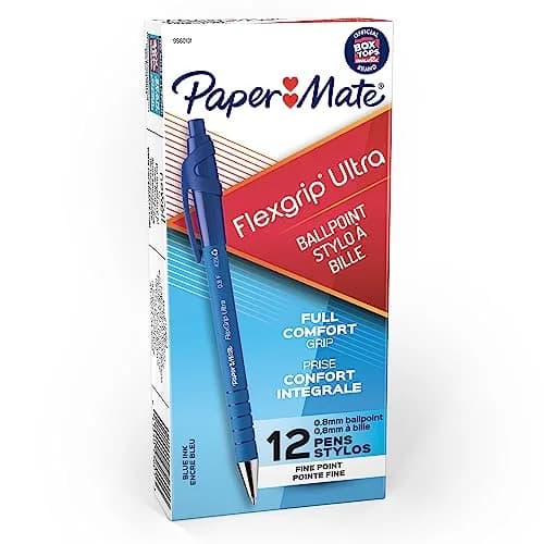 Paper Mate Flexgrip Ultra Retractable Ballpoint Pen 0.70 mm | Fine Point, Blue Ink, 12-Pack thumbnail 1