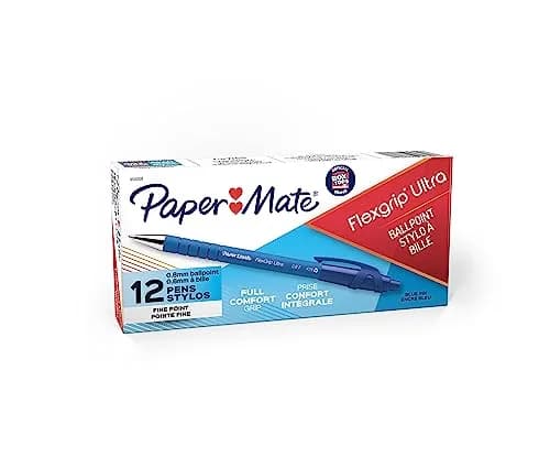 Paper Mate Flexgrip Ultra Retractable Ballpoint Pen 0.70 mm | Fine Point, Blue Ink, 12-Pack thumbnail 4
