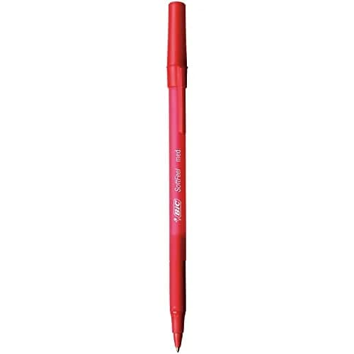 BIC Soft Feel Stick Pens, Medium Point, 1.0 mm, Red | Cushioned, Comfortable Grip, Nonrefillable thumbnail 3