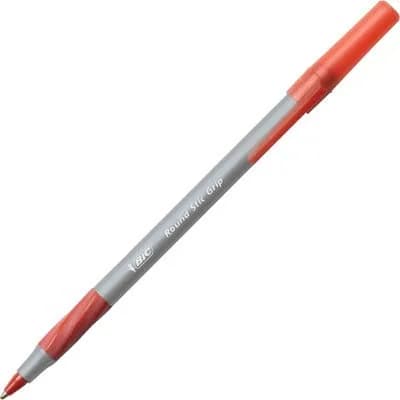 BIC Round Stic Grip Xtra Comfort Red Ballpoint Pens, Medium Point (1.2mm), 12-Count Pack | Smooth Ink Flow - view 2