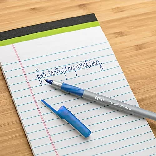 BIC Round Stic Grip Xtra Comfort Fine Blue Ballpoint Pens, 0.8mm, 12-Count Pack | Smooth Ink Flow for Students & Office thumbnail 4