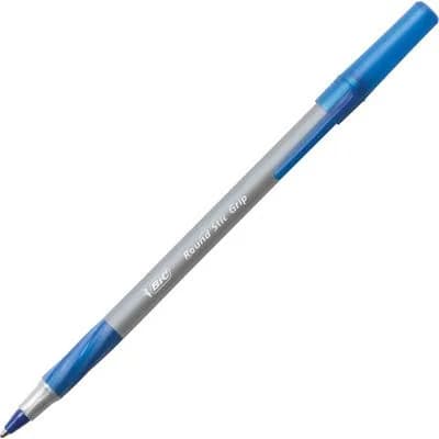 BIC Round Stic Grip Xtra Comfort Fine Blue Ballpoint Pens, 0.8mm, 12-Count Pack | Smooth Ink Flow for Students & Office - view 3