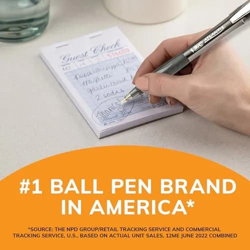 BIC Glide Black Retractable Ballpoint Pens 12 Pack | Medium Point, Smooth Writing, Comfortable Rubber Grip thumbnail 5