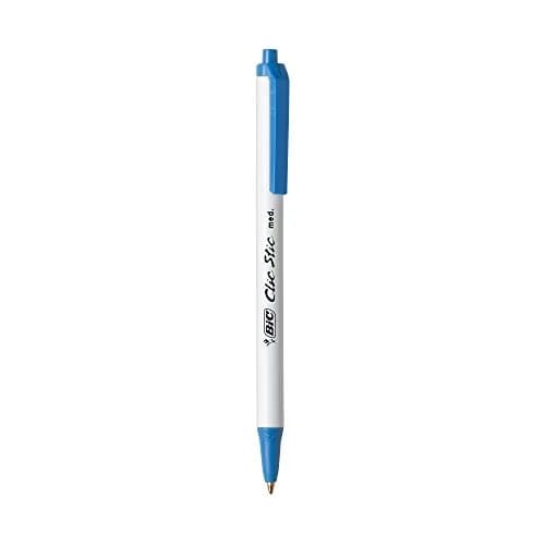 BIC Clic Stic Blue Retractable Ballpoint Pens 12 Pack | Medium Point, Comfortable Round Barrel thumbnail 3