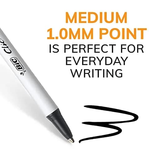 BIC Clic Stic Retractable Ballpoint Pens, Medium Point 1.0mm, Black Ink, 12-Count Pack | Smooth Ink Flow for Students & Office thumbnail 3